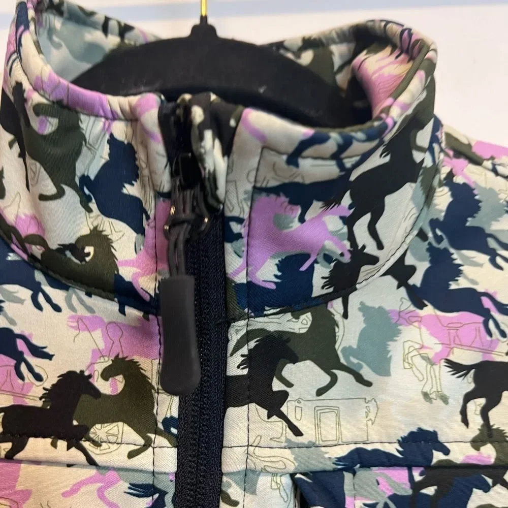 Cowgirl Legend All Over Horse Vest Girls Large Warm Cowgirl Equestrian rodeo
